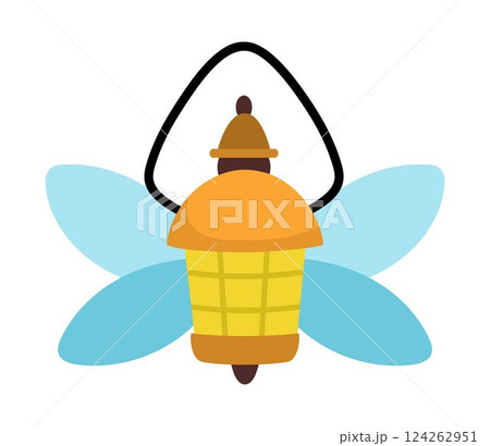 Vector woodland fairy lantern with wings. Woodland princess flashlight icon isolated on white background. Fantasy forest lamp illustration. Magic fairytale torch 124262951