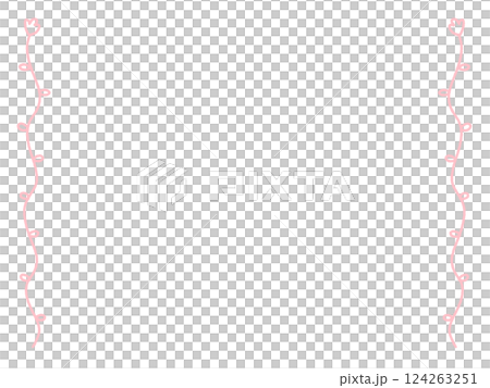 手描きのシンプルなピンクの花フレーム　ライン・縦 124263251