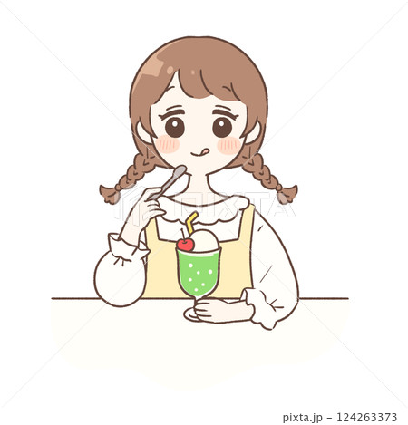 メロンクリームソーダと女の子 124263373