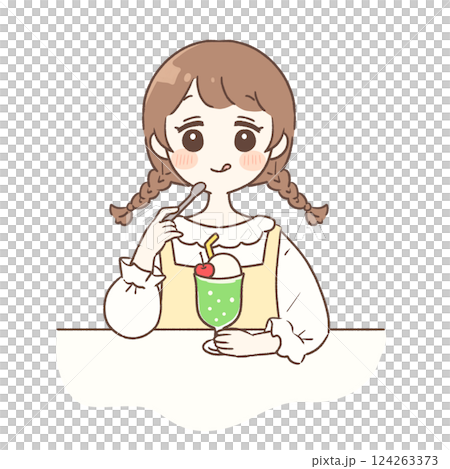 メロンクリームソーダと女の子 124263373