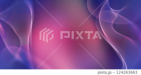 This vibrant abstract background features smooth flowing lines in shades of purple and pink, creating a dynamic and harmonious visual effect that captivates the viewer. 124263663