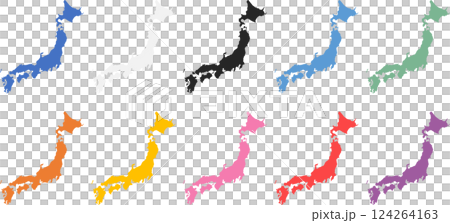 日本地図のグラフィック素材イラスト 日本地図のグラフィック素材イラスト 124264163