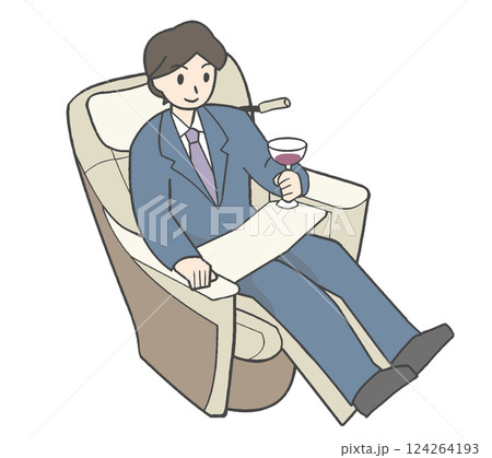 グランクラスに乗ってお酒を飲む男性 124264193