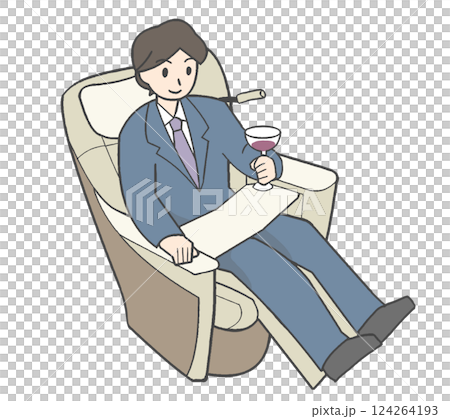 グランクラスに乗ってお酒を飲む男性 124264193