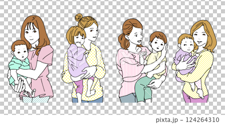 赤ちゃんを抱っこするママ 124264310