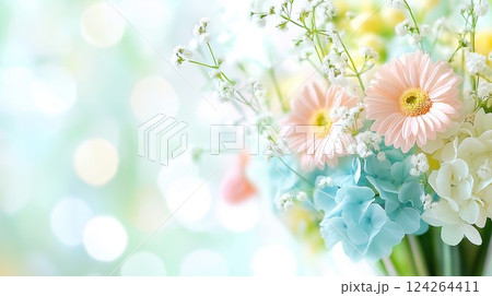 キラキラした背景のフラワーアレンジメント 124264411