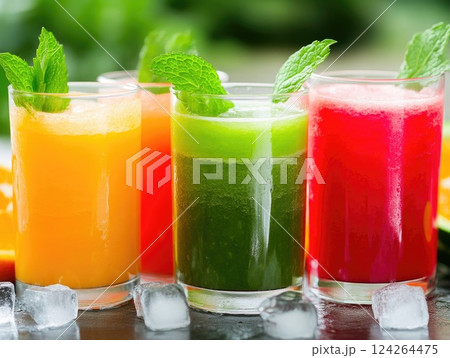 Refreshing Summer Fruit and Vegetable Juices 124264475