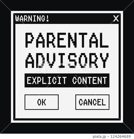 Vintage Computer Pixel Parental Advisory Warning Vintage Computer Pixel Parental Advisory Warning 124264689