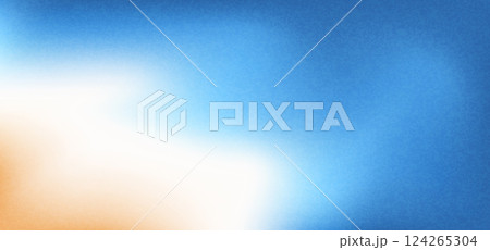 Blur beach gradient. Gradation blue and orange beige background with noise. Grainy abstract backdrop sea water and sand. Ocean wave. Vector tropical summer calm cover illustration. 124265304