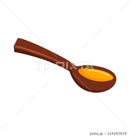 spoon for honey. Cartoon style illustration. postcard design element. spoon for honey. Cartoon style illustration. postcard design element. 124265659