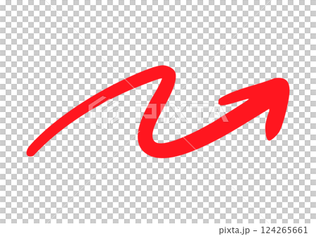 手書きのカーブ矢印 ベクター 赤 124265661
