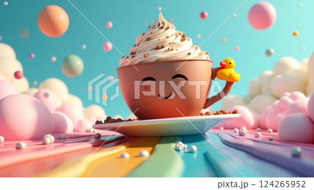 Whimsical Kawaii Coffee Fantasy 124265952