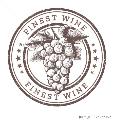 Hand drawn finest wine retro stamp Hand drawn finest wine retro stamp 124266492