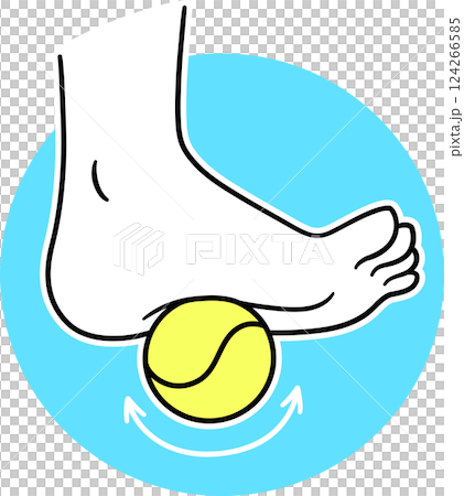 Foot massage with a tennis ball doodle drawing 124266585