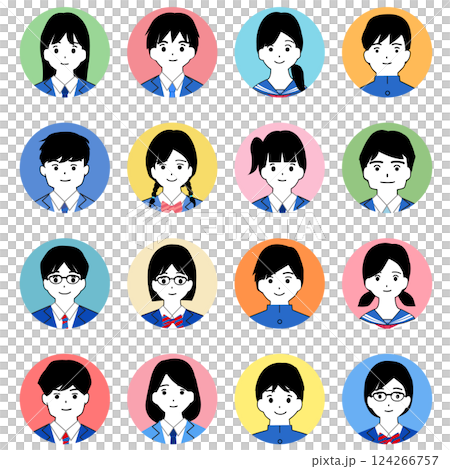 男女の学生のアイコンイラストセット 124266757