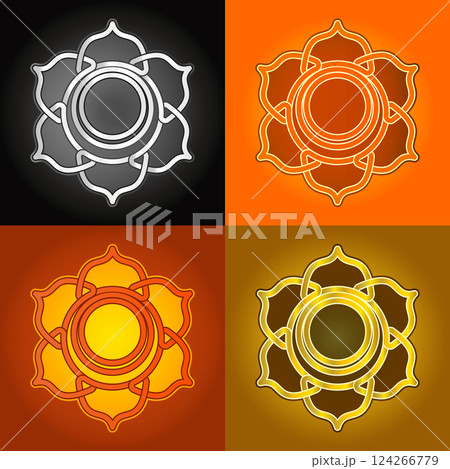 Chakra in Celtic style amulet Svadhisthana. Illustration. 124266779