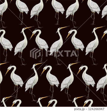 Seamless pattern with white herons. Seamless pattern with white herons. 124266947