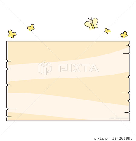 手描きの蝶が舞う春らしいシンプルなフレーム素材・パステルカラー 124266996