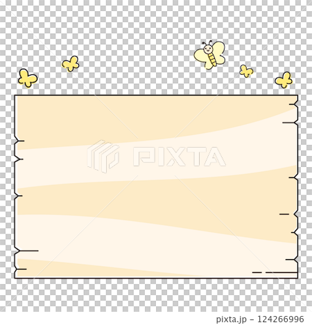 手描きの蝶が舞う春らしいシンプルなフレーム素材・パステルカラー 124266996