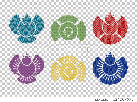Fukurasuzume icon illustration set (colorful Japanese pattern) Fukurasuzume icon illustration set (colorful Japanese pattern) 124267076