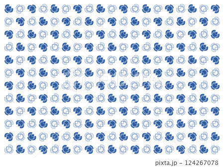 ふくら雀文様の背景模様イラスト(青と白) ふくら雀文様の背景模様イラスト(青と白) 124267078