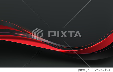 Abstract red ribbon curve overlap on grey luxury background vector 124267193