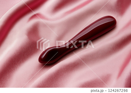 Vibrator on pink background, top view Vibrator on pink background, top view 124267298