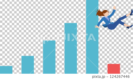 Illustration of a businesswoman who failed in business Illustration of a businesswoman who failed in business 124267446