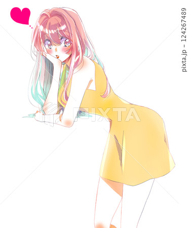 頬杖をつくセクシーな女性　恋 124267489