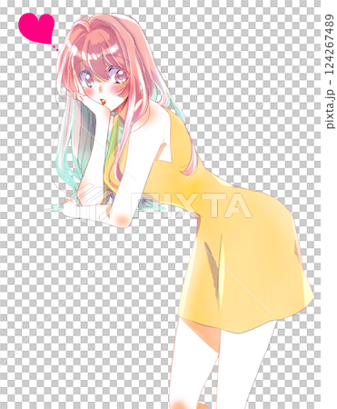 頬杖をつくセクシーな女性　恋 124267489