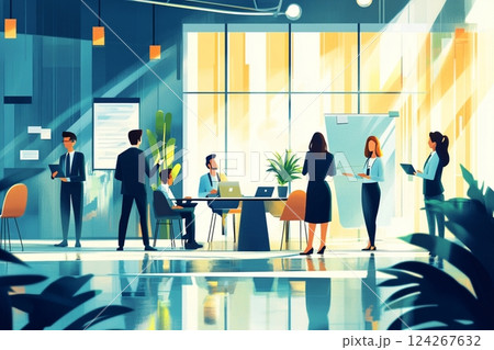 Businesswoman Working on Analytics in a Modern Office Businesswoman Working on Analytics in a Modern Office 124267632