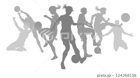 Soccer Football Players Male Female Silhouettes 124268156
