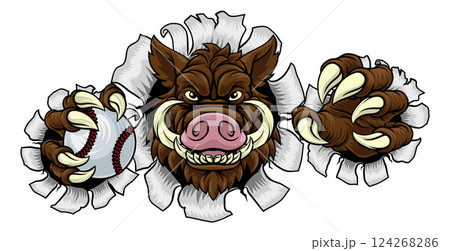 Boar Wild Hog Razorback Warthog Baseball Mascot 124268286