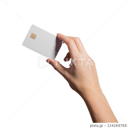 Woman holding blank credit card, payment and finance concept. Online shopping, banking transaction, Woman holding blank credit card, payment and finance concept. Online shopping, banking transaction, 124268768