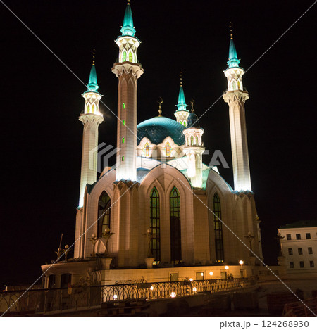 Kul Sharif Mosque, Kazan, Tatarstan, Russia. View of the Kazan Kremlin at night Kul Sharif Mosque, Kazan, Tatarstan, Russia. View of the Kazan Kremlin at night 124268930