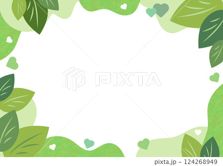 爽やかな緑の葉っぱのフレーム 124268949