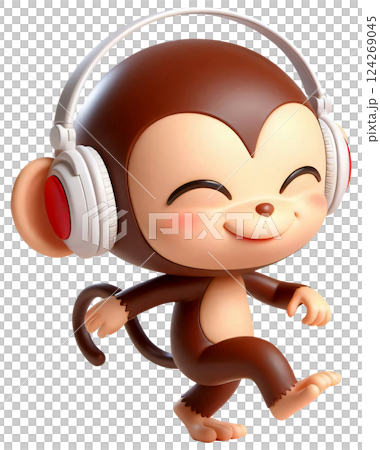 3D monkey cartoon, monkey cartoon, naughty little monkey 124269045