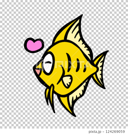 Simple illustration of a happy angelfish Simple illustration of a happy angelfish 124269059