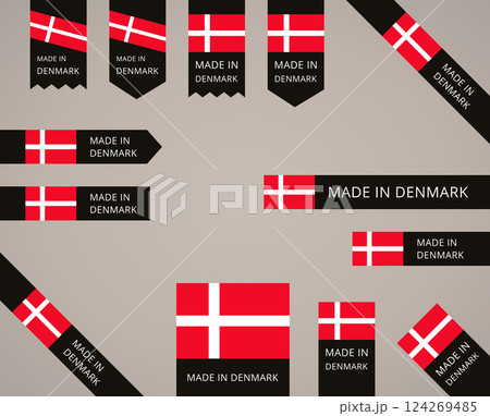 Made in Denmark - flag labels Made in Denmark - flag labels 124269485