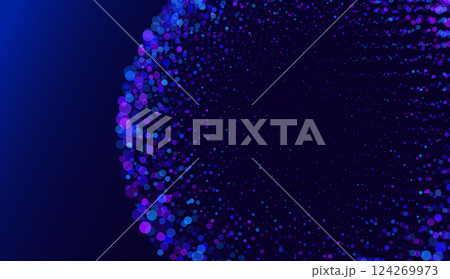 Technology ai round particles dots banner. big data neon background. Artificial Intelligence futuristic glliter circle design. 124269973
