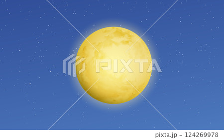 Full yellow moon and bright stars. Starry night sky background. 124269978