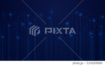 Vector binary code dark blue background. Coding or Hacker concept. Big data and programming hacking, deep decryption and encryption, computer streaming numbers 1,0. 124269980