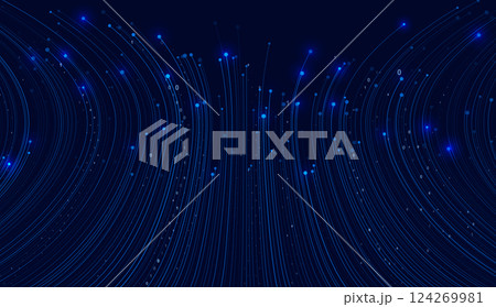 Digital Data Flow Vector Background. Information Flow in Virtual Reality Cyberspace. Big Data Technology Lines. 5G Wireless Data Transmission. High Speed of Light Trails. Vector Illustration. 124269981