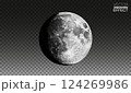 Full gray moon on the dark transparent background. 124269986