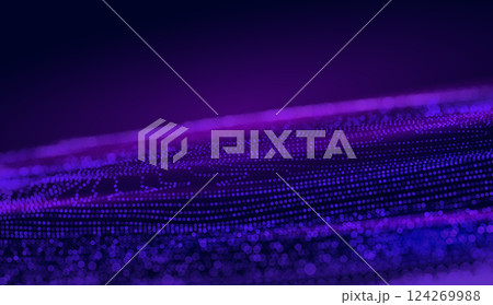 Cyber Big Data Flow Particles Bokeh. Digital Neural Network. Concept of AI Artificial Intelligence Technology. Digital Communication. 124269988