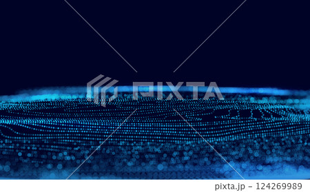 Cyber Big Data Flow Particles Bokeh. Concept of AI Artificial Intelligence Technology Machine Deep Learning. Digital Neural Network. 124269989
