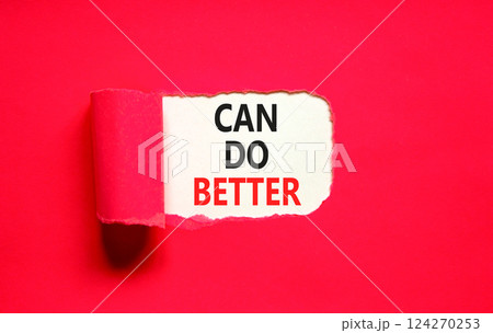 Can do better symbol. Concept words Can do better on beautiful white paper. Beautiful red paper background. Business and can do better concept. Copy space. Can do better symbol. Concept words Can do better on beautiful white paper. Beautiful red paper background. Business and can do better concept. Copy space. 124270253