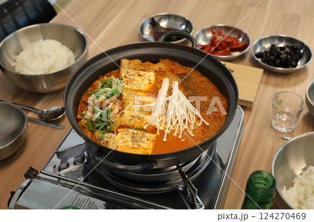 Korean traditional food. Kimchi stew 124270469