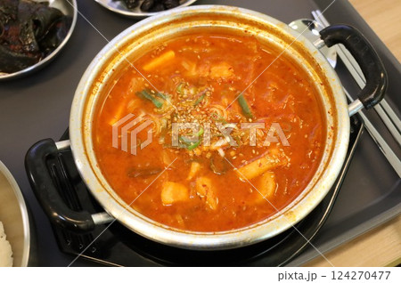Korean traditional food. Kimchi stew 124270477