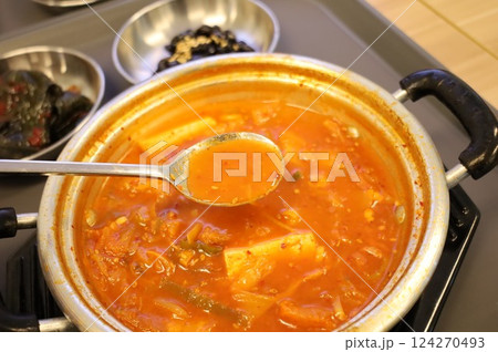 Korean traditional food. Kimchi stew 124270493